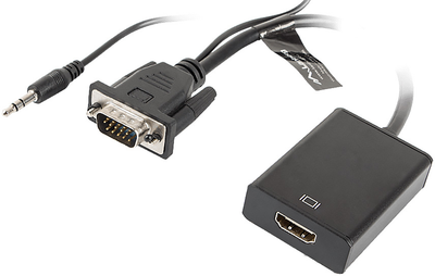 Adapter Lanberg VGA + mini-Jack 3.5 mm - HDMI 0.2 m Black (5901969411065)