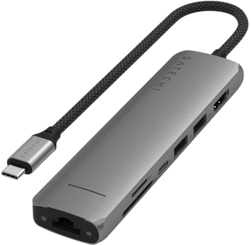 Hub USB Satechi 7 in 1 USB-C Slim Multiport Grey (810086361496)