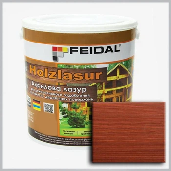 Акриловая лазурь Holzlasur Feidal красное дерево 2,3 л