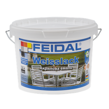 Эмаль акриловая Feidal Weisslack Белая Шелковисто-матовая 2,5 л