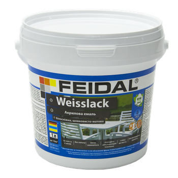 Эмаль акриловая Feidal Weisslack Белая Шелковисто-матовая 1 л