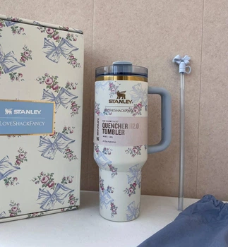 Термокружка Stanley Love Shack Fancy 40 oz (1180 мл) блакитний з бантиками у подарунковій коробці