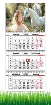 Календарь настенный квартальный на 2026 год на три пружины, Apriori, год Лошади, Лошадь, символ года Лошадь, Horses , 29,7х61см