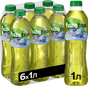 Упаковка холодного чаю Fuzetea Зелений зі смаком лохини та лаванди 1 л x 6 шт (5449000032355)
