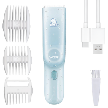 Детская машинка для стрижки волос аккумуляторная + 3 насадки с USB VGR V-155 (см11466)