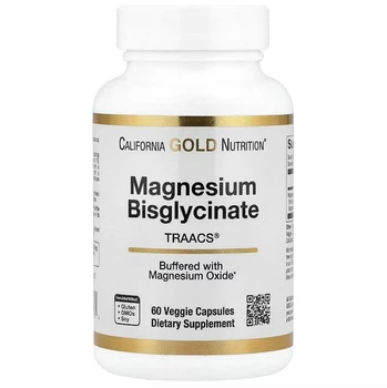 Магній бісгліцинат, California Gold Nutrition, 200 мг, 60 рослинних капсул (100 мг у капсулі)
