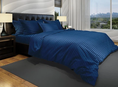 Комплект 70stripesatin_darkblueAt Home постільної білизни Страйп-сатин Двоспальний 200 * 220 70stripesatin_darkblue
