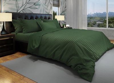 Комплект Dreams At Home постельного белья Страйп-сатин Двуспальный 200*220 stripesatin_green