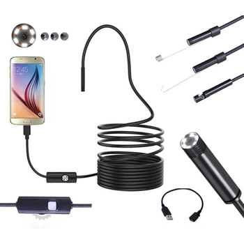 Эндоскоп мини камера для смартфона, 3,5м / Эндоскопическая гибкая USB-камера / Бороскоп