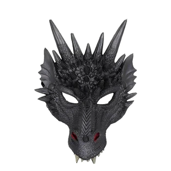 Чорна маска дракона RESTEQ з поліуретанової піни, універсальна маска Dragon для дорослих і дітей