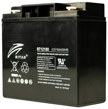 Аккумуляторная батарея для ИБП AGM Ritar RT12180, 12V, 18Ah, Black