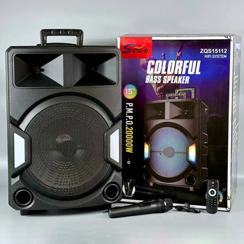 Портативная беспроводная колонка Sing-e ZQS15112 RGB с 2 микрофонами 15" 20000W PMPO 2500mAh Черный 57803
