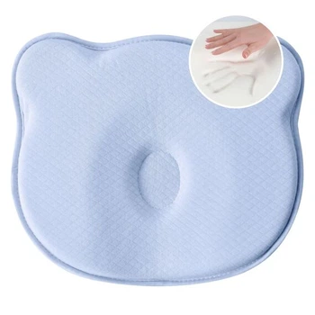 Подушка ортопедическая детская BabyComfort PAPAELLA 27х22х3 см с эффектом памяти, в форме мишки голубая