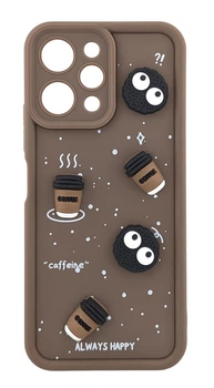 Чехол Shock Case 3D Print для Xiaomi Redmi 12 бампер силиконовый коричневый с рисунком coffee