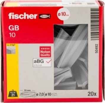 Zestaw kołków Fischer do gazobetonu GB 10 10x55 mm 20 szt. (4006209504925)