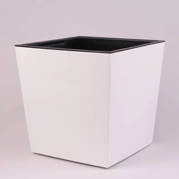 Горщик пластмасовий з вкладом URBI SQUARE LOW матовий білий 23х23 см 93387