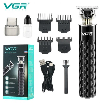 Акумуляторна машинка триммер для стрижки бороди та вусів з USB VGR V-170 Pro Чорний + Олія