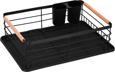 Suszarka do naczyń Springos metalowa 42 x 31.5 x 14.5 cm Czarno-brązowa (5907719473185)