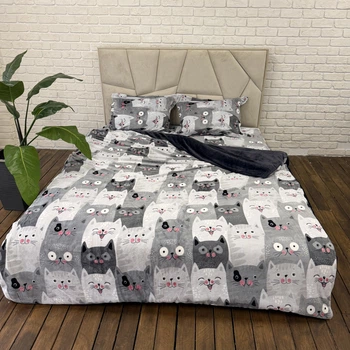 Плюшевое постельное белье микрофибра Cappone Котики 160х200 см