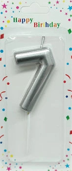 Свечка для торта Цифра 7 серебристая 5 см (10637)
