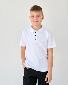 Футболка поло для хлопчика короткий рукав Bosskids (2237) зріст 146 см Білий