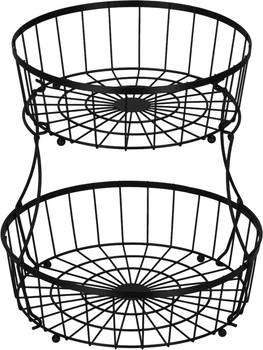 Koszyk na owoce Springos metalowy 2-poziomowy 30 cm Czarny (5907719473321)