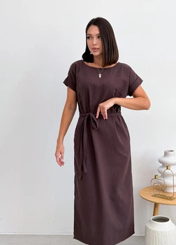 Платье женское свободного кроя ART KNIT шоколад Маргарет, XL 036882