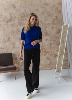 Женская футболка вязаная ART KNIT синяя, M 040599
