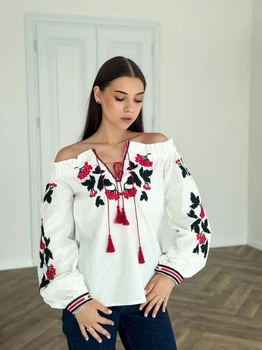 Жіноча вишиванка ESQ Калина S білий (ESQBLSKALYNA)