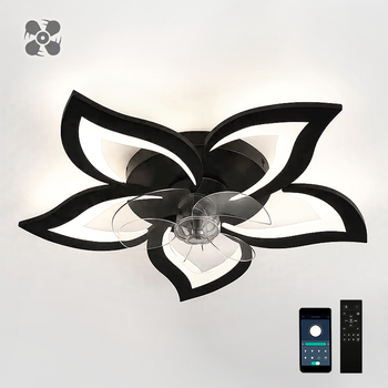 Смарт люстра з вентилятором FAN ELLA 72W+18W 5F APP чорна Esllse керована світлодіодна Ø680x120мм LED BLACK