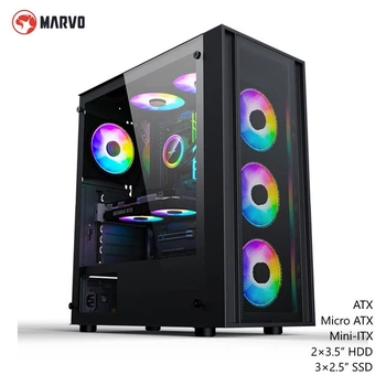 Корпус для игрового ПК Marvo CA-123 (Mid Tower корпус, ATX, Micro ATX, Mini-ITX, 2×3.5” HDD, 3×2.5” SSD) - Черный