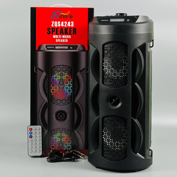 Безпровідна колонка з RGB-підсвічуванням і пультом ДК Sing-e ZQS4243 2x8W, 1800 mAh Чорний 38565