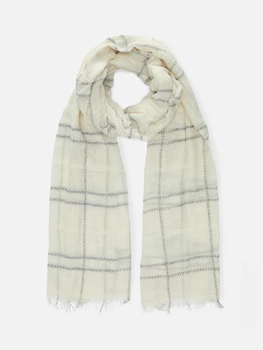 Шарф легкий Primark молочний в клітку JIERX573 190*90