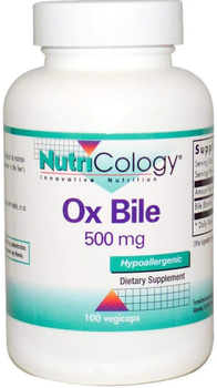 Екстракт бичачої жовчі Nutricology Ox Bile 500 мг 100 капсул в упаковці (ARE-575103)