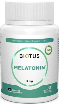 Мелатонін для сну Biotus Melatonin 5 мг 60 капсул в упаковці (ARE-575077)
