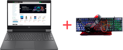 Ноутбук HP Victus Gaming Laptop 15-fa2701ua (BF1H0EA) Mica Silver / 15.6" IPS 144 Гц / Intel Core i5-13420H / RAM 16 ГБ / SSD 512 ГБ / RTX 4050, 6 ГБ+ Комплект дротовий Marvo CM409 USB Black у подарунок!