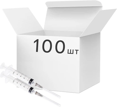 Шприц трехкомпонентный OK Pharma 5 мл Луэр Слип с 2 иглами 22G 0.7 х 38 мм 21G 0.8 х 38 мм 100 шт (7784002)