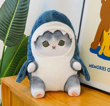 Мягкая игрушка Кот Акула плюшевая 22 см (цвет синий)