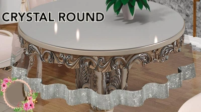 Кругла силіконова скатертина Crystal 150см - срібна