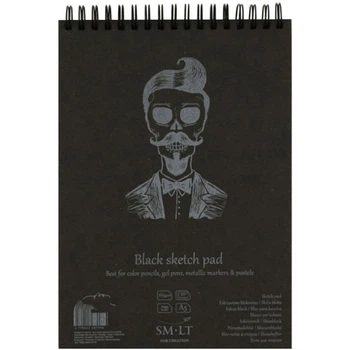 Альбом для графики на спирали AUTHENTIC (black) А5 165г/м2 20 листов черная бумага SMILTAINIS (5EB-20TS/BLACK)