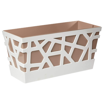 Вазон Idel Flowerbox прямокутний коричневий/білий 40см (730027)