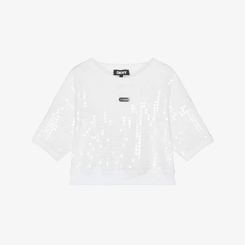 Футболка-топ DKNY, арт. 62308, блестки, белый, 153 см, размер 14