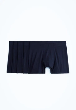 Набір подовжених бавовняних боксерів H&M mid trunks розмір L 5 шт dark blue темно-синій 0136