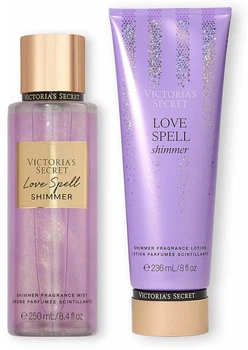 Набор: Спрей и лосьон с шиммером Love Spell Shimmer (Спрей 250 мл + Лосьон 236 мл) Victoria's Secret
