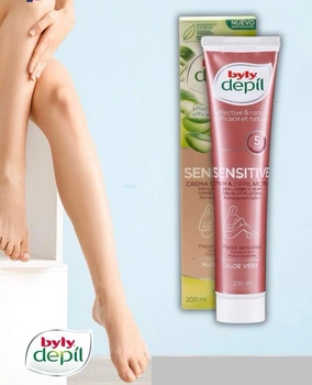 Жіночий крем для депіляції чутливої шкіри Byly Depil Depilatory Cream з алое вера, 200 мл