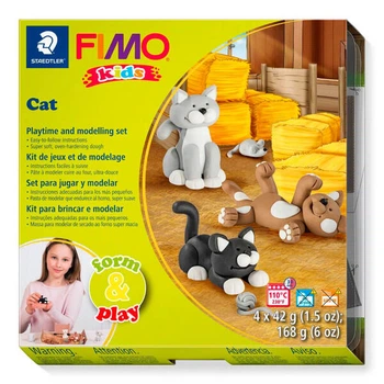 Набір пластики Fimo kids Котики 4 кольори 42 гр (8034 16)