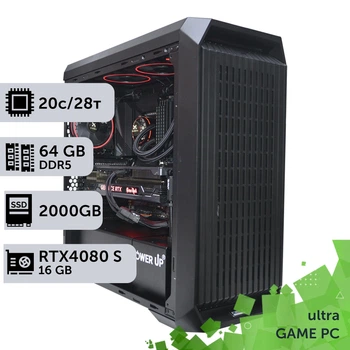 Игровой компьютер GamePC Ultra #351 Core i7 14700K / 64 GB / SSD 2TB / GeForce RTX 4080 Super 16GB геймерский системный блок для киберспорта и стриминга