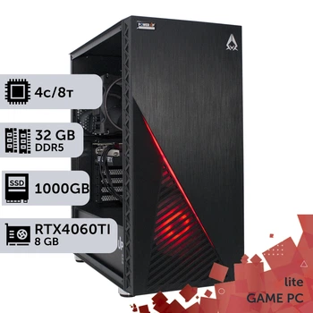 Игровой компьютер GamePC Lite #315 Core i3 14100F / 32GB / SSD 1TB / GeForce RTX 4060Ti 8GB геймерский системный блок для киберспорта и стриминга