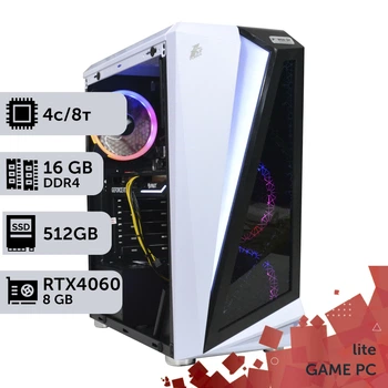 Игровой компьютер GamePC Lite #277 Core i3 14100F / 16GB / SSD 512GB / GeForce RTX 4060 8GB геймерский системный блок для киберспорта и стриминга
