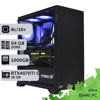 Игровой компьютер GamePC Ultra #366 Ryzen 7 7700 / 64 GB / SSD 1TB / GeForce RTX 4070Ti Super 16GB геймерский системный блок для киберспорта и стриминга